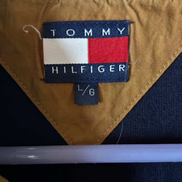 Vintage 90s Tommy Hilfiger Long Sleeve Rugby Polo Sz Large Yellow Blue Striped - Picture 3 of 5
